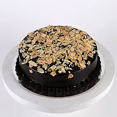 "Round shape chocolate cake with Almond chips - 1kg - Click here to View more details about this Product